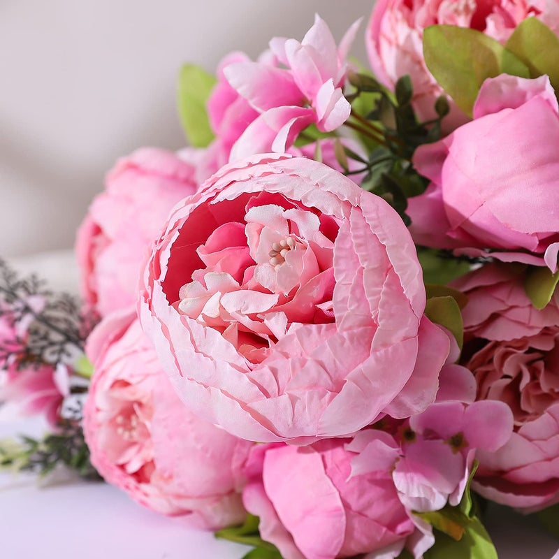 Duovlo Springs Flowers Artificial Silk Peony Bouquets Wedding Home Decoration,Pack of 1 (Spring Light Pink) - Image 5